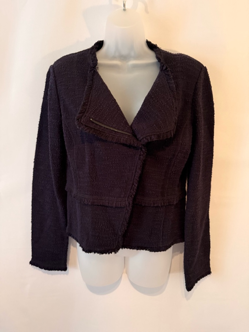 WHBM Women's Navy Textured Jacket - Classic Chic